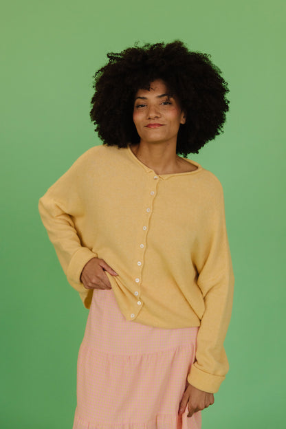 THE CAMPBELL CARDIGAN IN BUTTERCREAM YELLOW