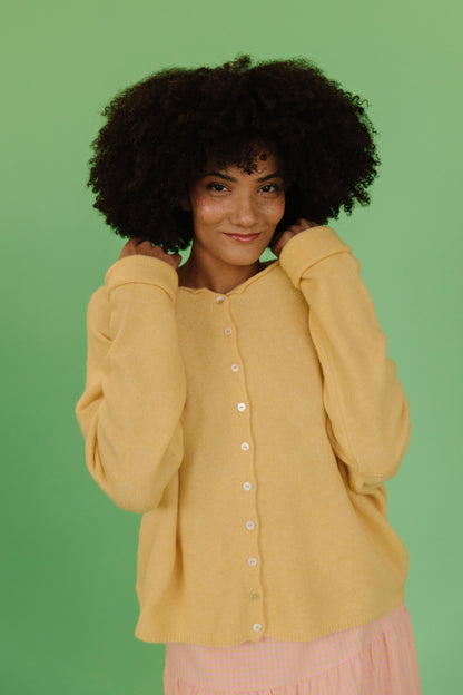 THE CAMPBELL CARDIGAN IN BUTTERCREAM YELLOW