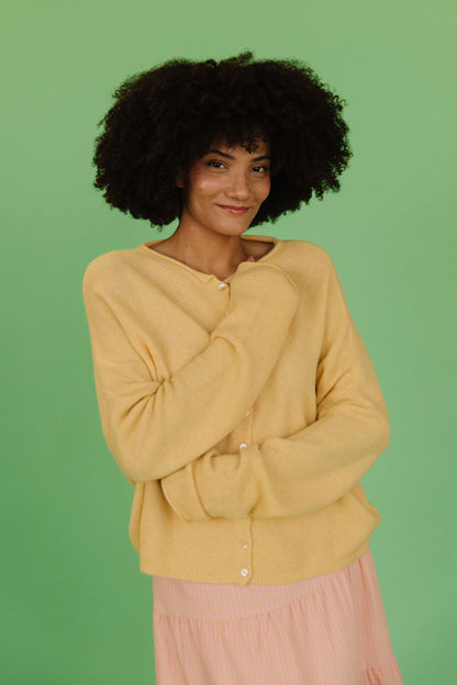 THE CAMPBELL CARDIGAN IN BUTTERCREAM YELLOW