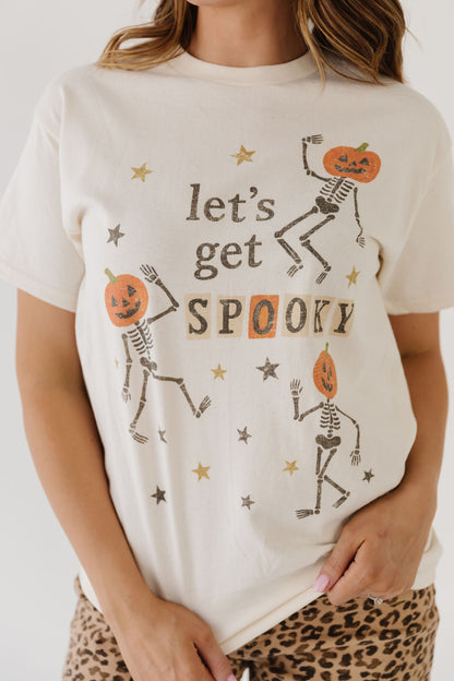 THE SPOOKY SKELETON DANCE GRAPHIC TEE IN CREAM