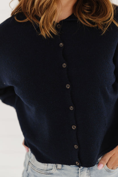 THE MATTI BUTTON DOWN CARDIGAN IN NAVY