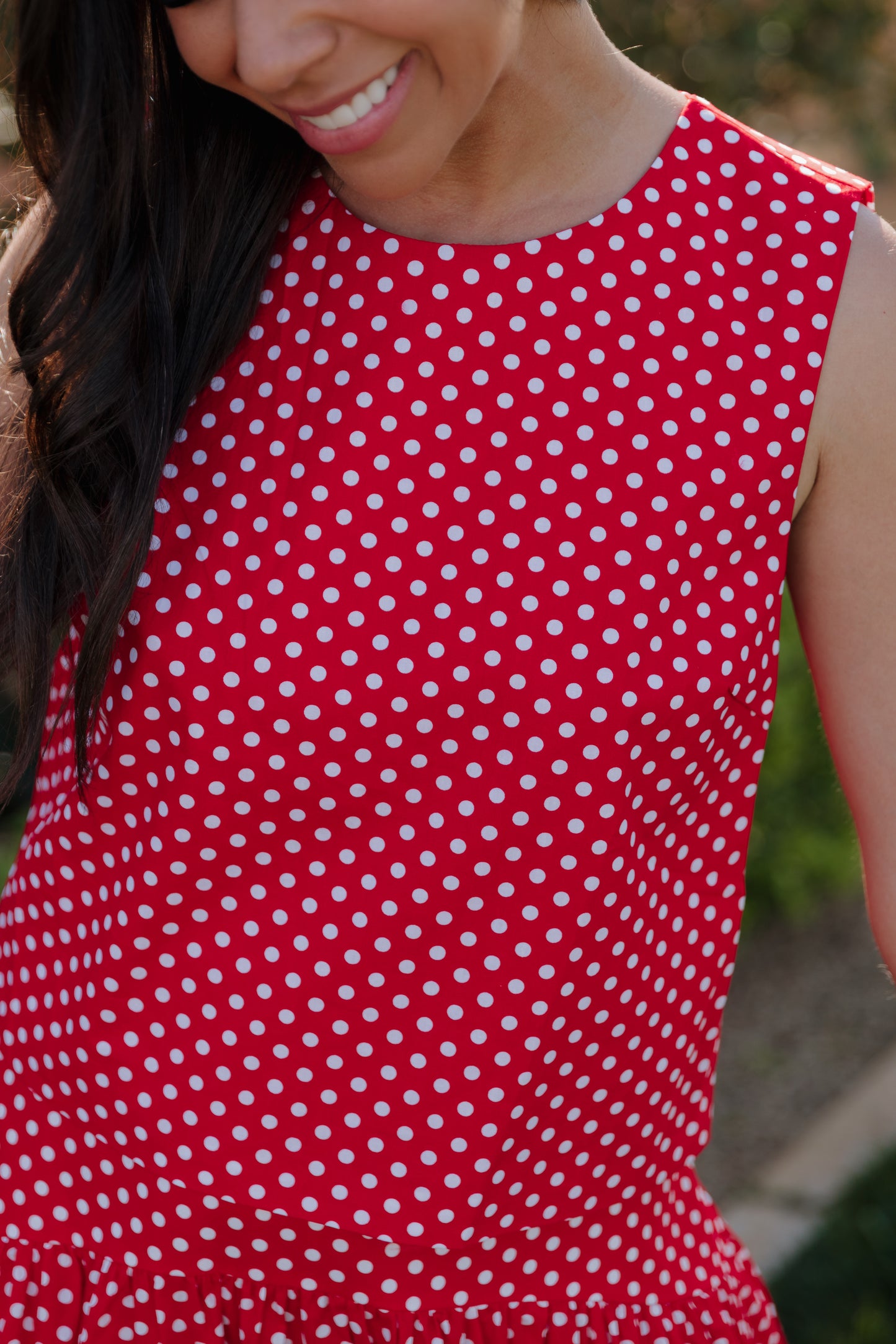 THE MAKAYLA POLKA DOT TANK IN RED