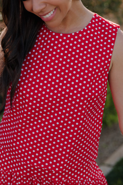 THE MAKAYLA POLKA DOT TANK IN RED
