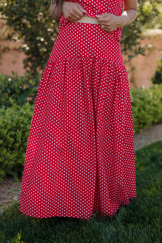 THE MAKAYLA POLKA DOT SKIRT IN RED