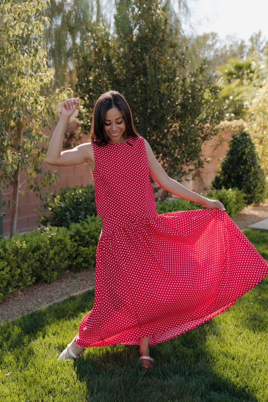 THE MAKAYLA POLKA DOT SKIRT IN RED