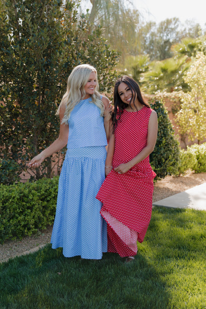 THE MAKAYLA POLKA DOT SKIRT IN RED