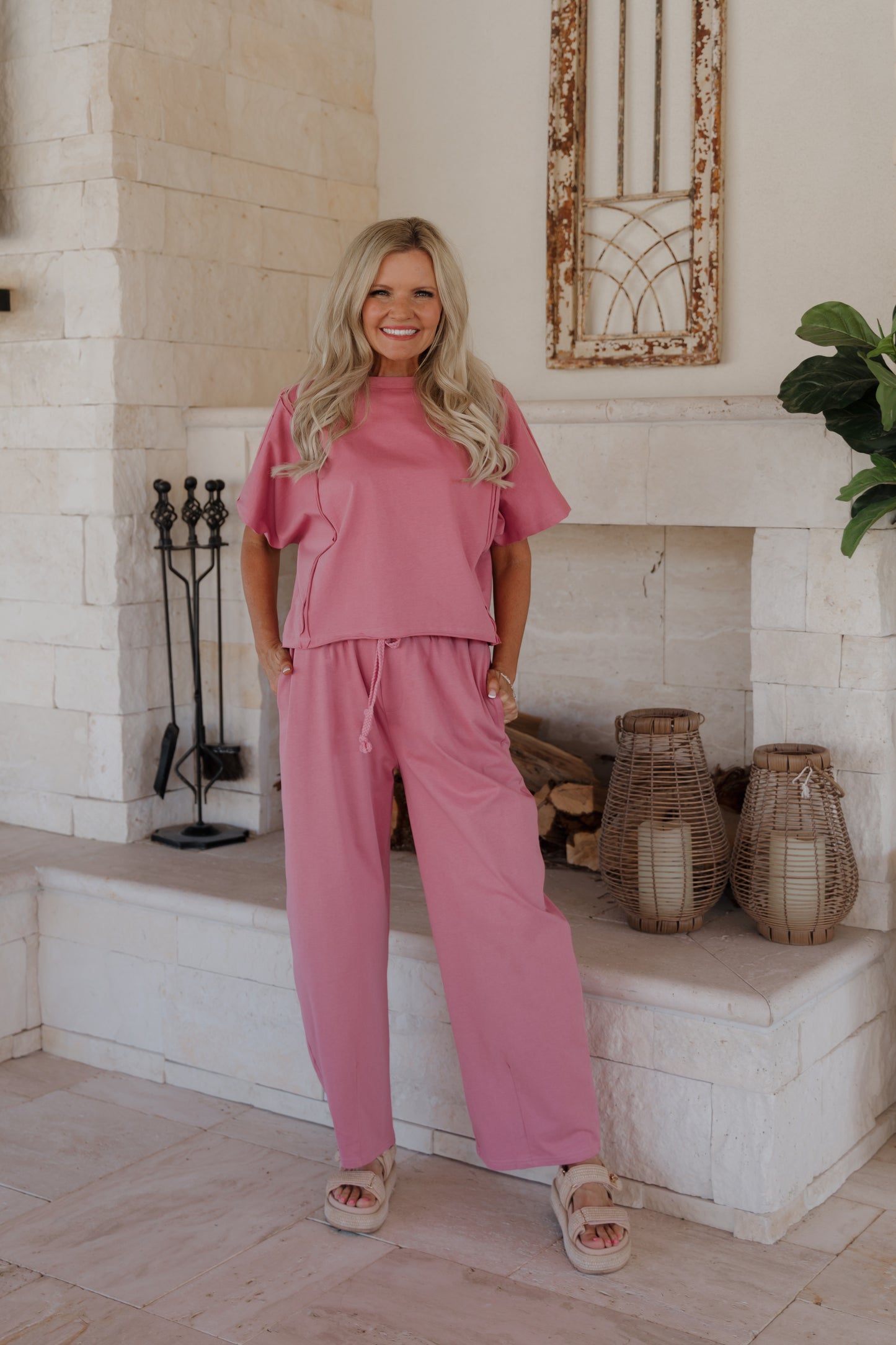THE WILLOW DRAWSTRING PANTS IN ROSE PINK