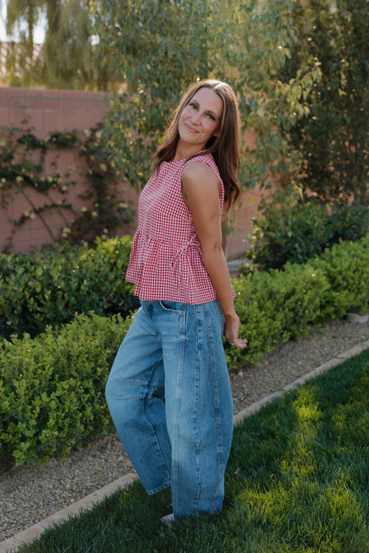 THE BROOKLYN GINGHAM TOP IN RED