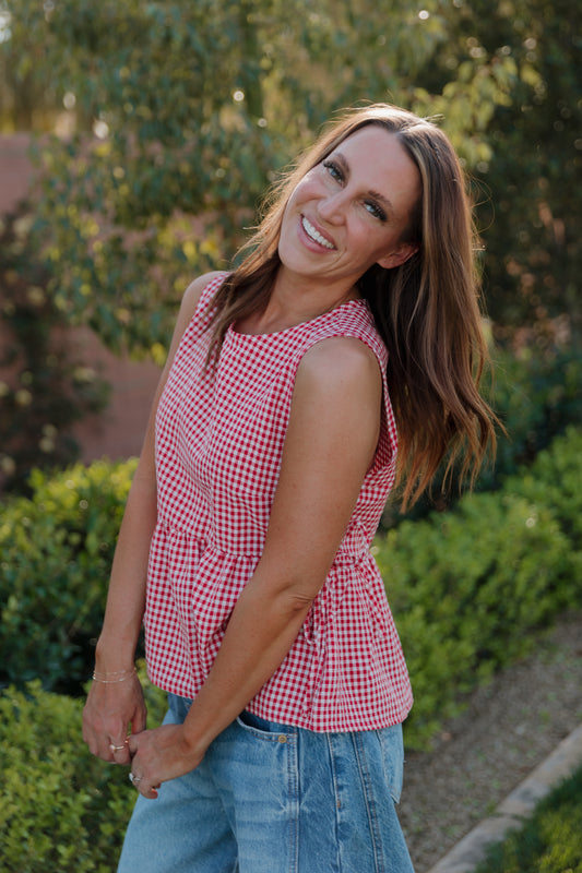 THE BROOKLYN GINGHAM TOP IN RED