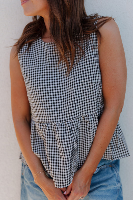 THE BROOKLYN GINGHAM TOP IN BLACK