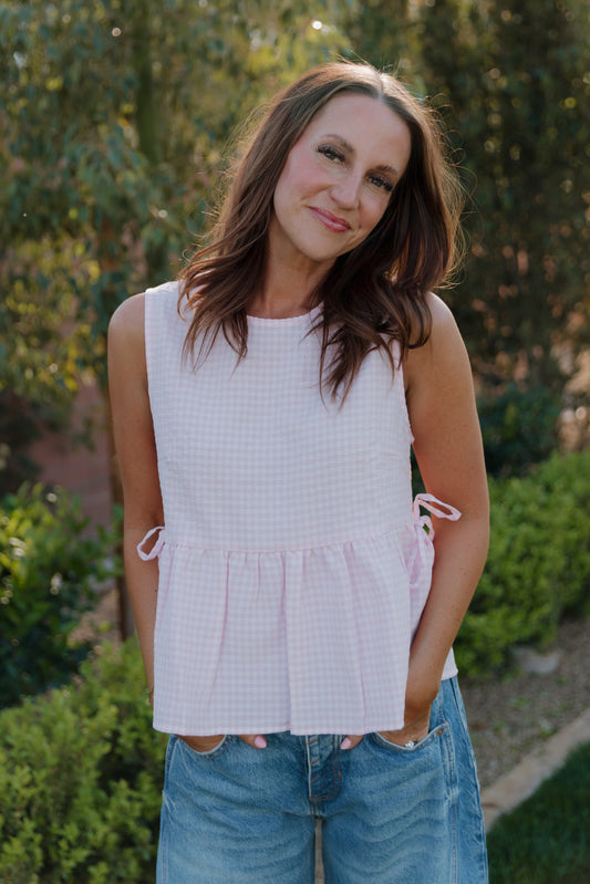 THE BROOKLYN GINGHAM TOP IN PINK