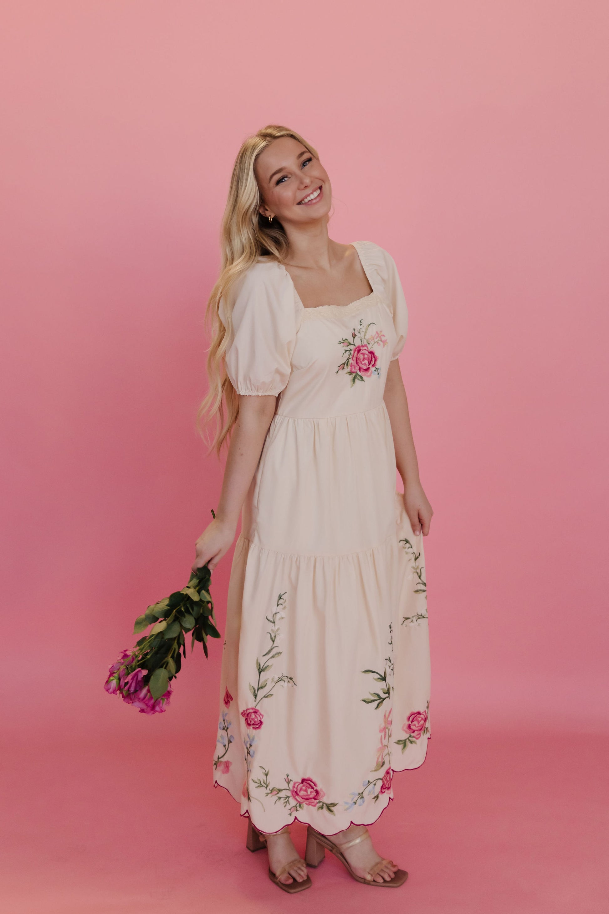 spring embroidered dress Hattie Dress in Embroidered Spring Floral XXS main image 0
