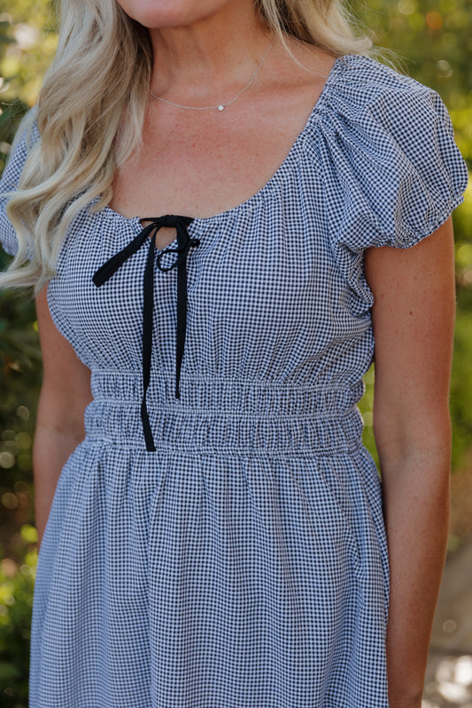 THE NELLIE GINGHAM DRESS IN BLACK