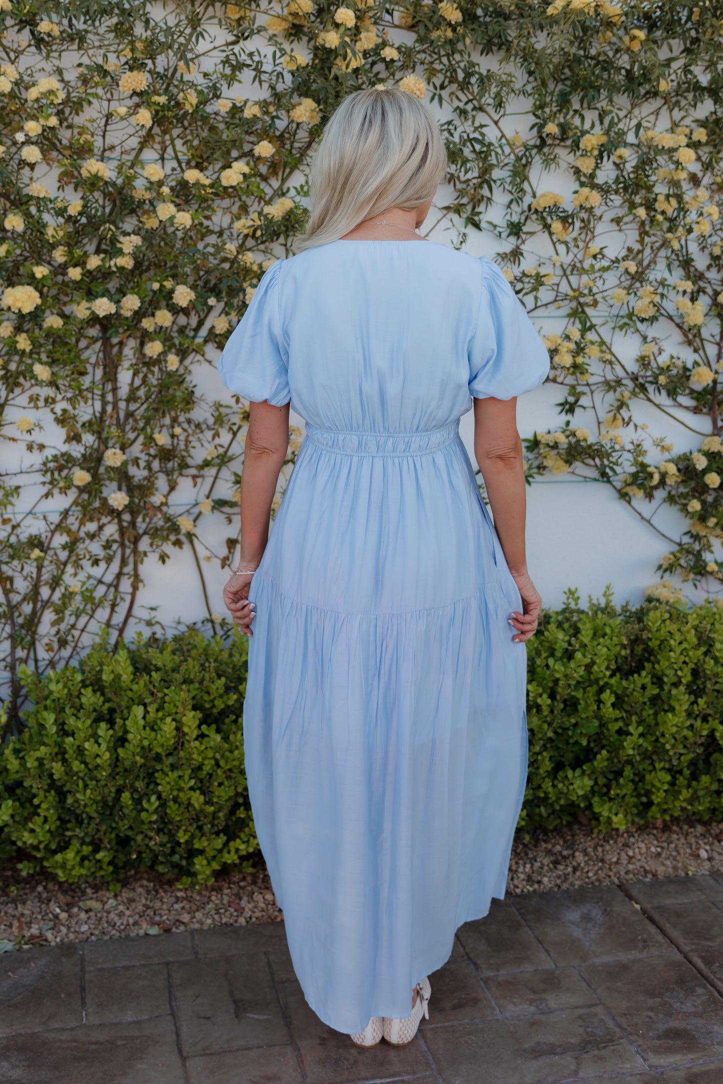 THE MCKELL RIBBON TIES DRESS IN SKY BLUE