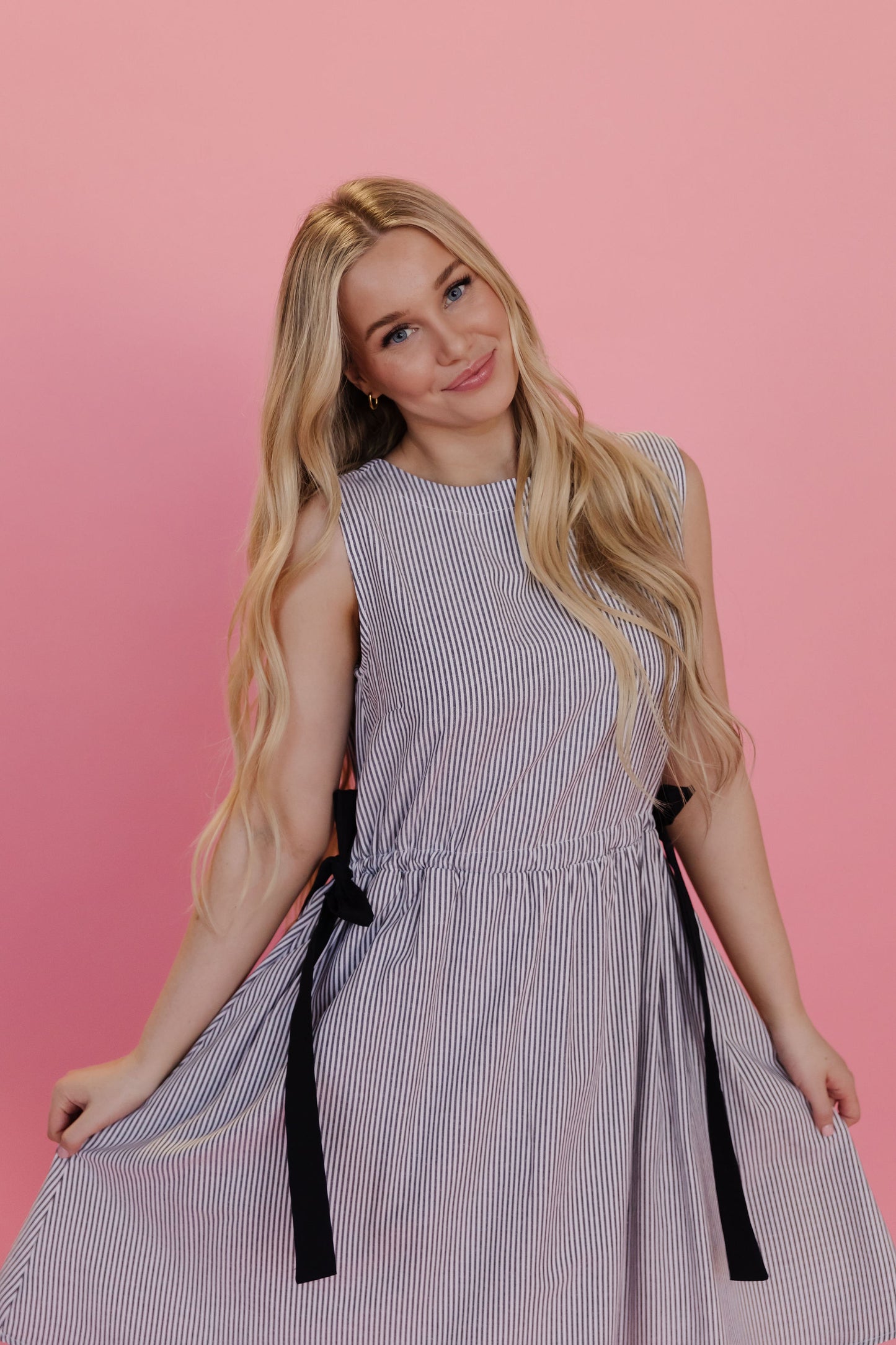 THE NANTUCKET DRESS IN CHARCOAL STRIPE