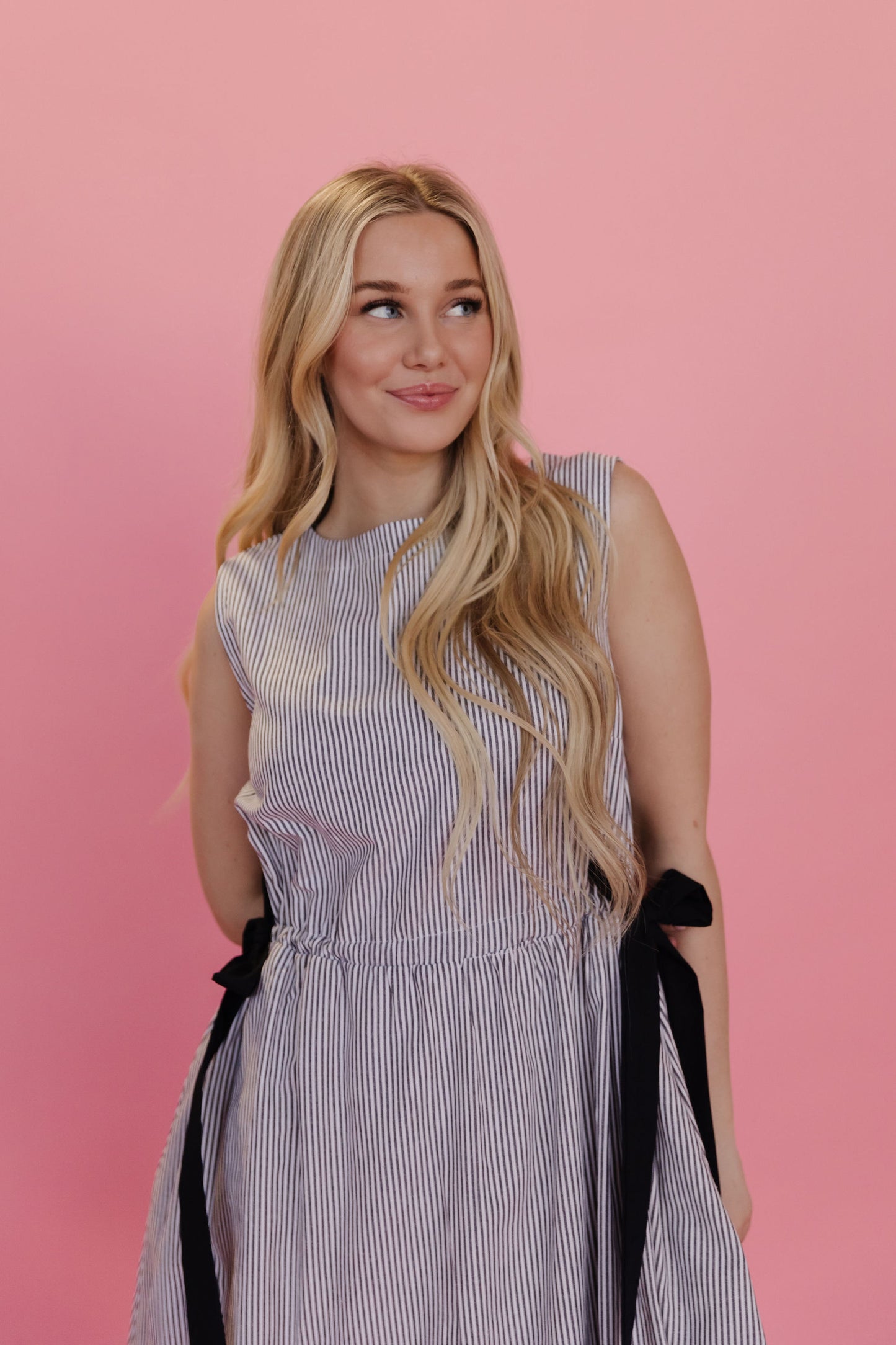 THE NANTUCKET DRESS IN CHARCOAL STRIPE