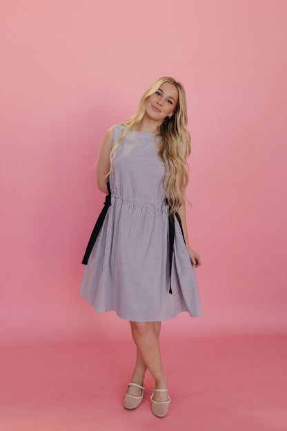 THE NANTUCKET DRESS IN CHARCOAL STRIPE
