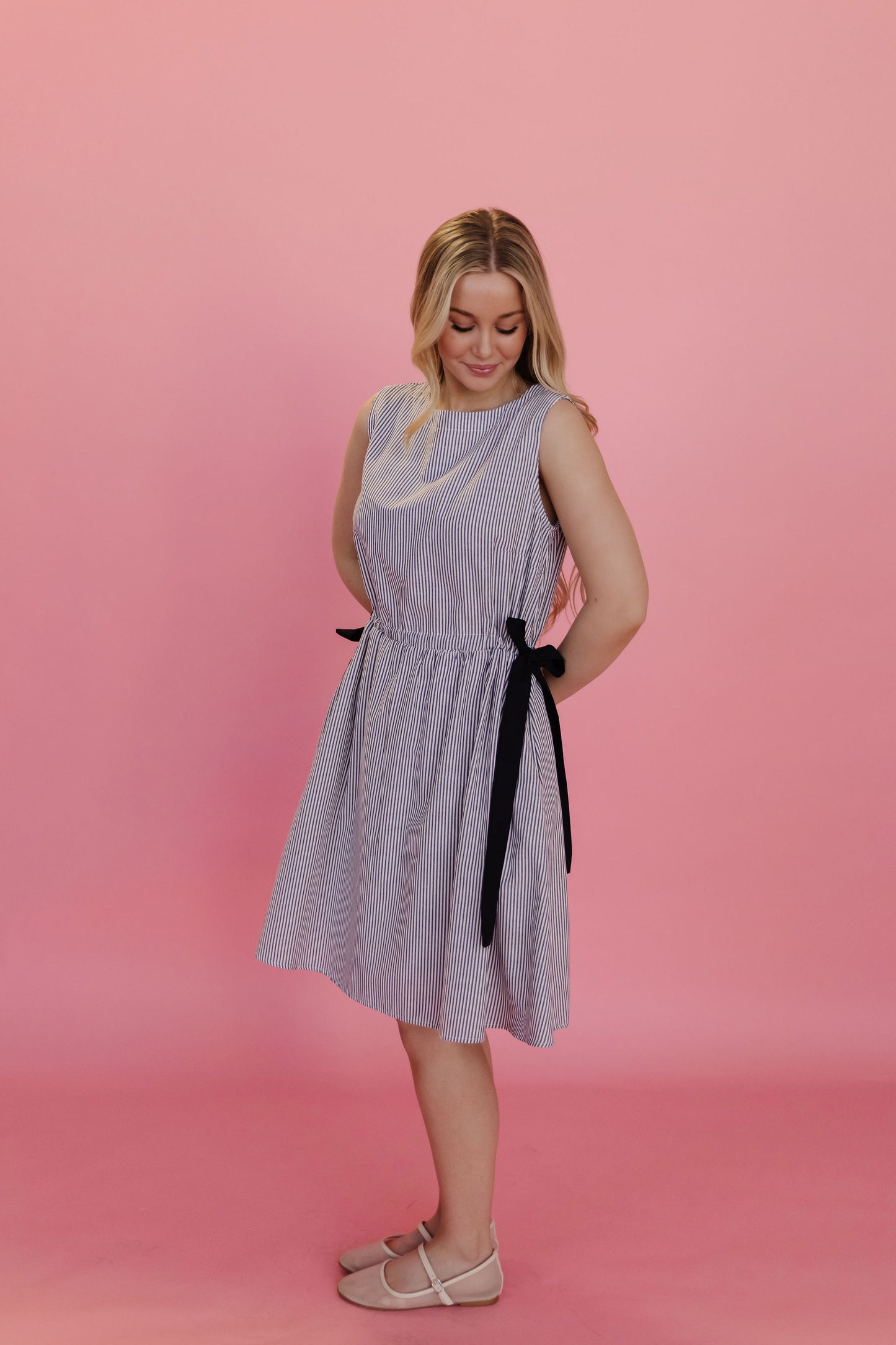 THE NANTUCKET DRESS IN CHARCOAL STRIPE