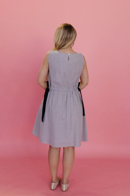 THE NANTUCKET DRESS IN CHARCOAL STRIPE