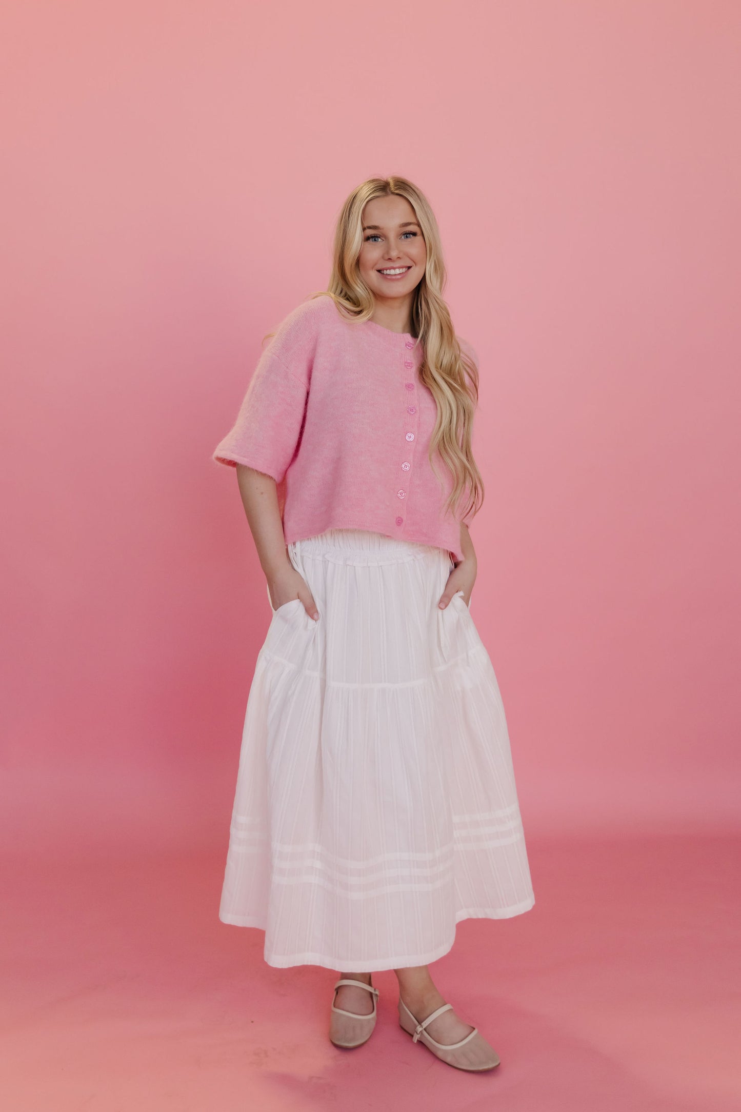 THE MANON SIDE TIE LINEN MAXI SKIRT IN WHITE