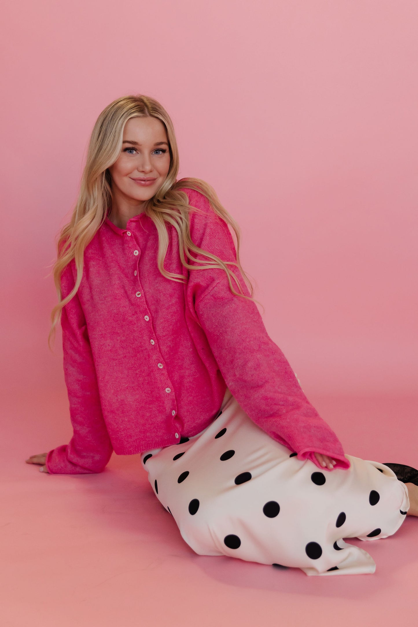 THE CAMPBELL CARDIGAN IN BUBBLEGUM