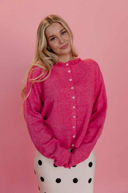 THE CAMPBELL CARDIGAN IN BUBBLEGUM