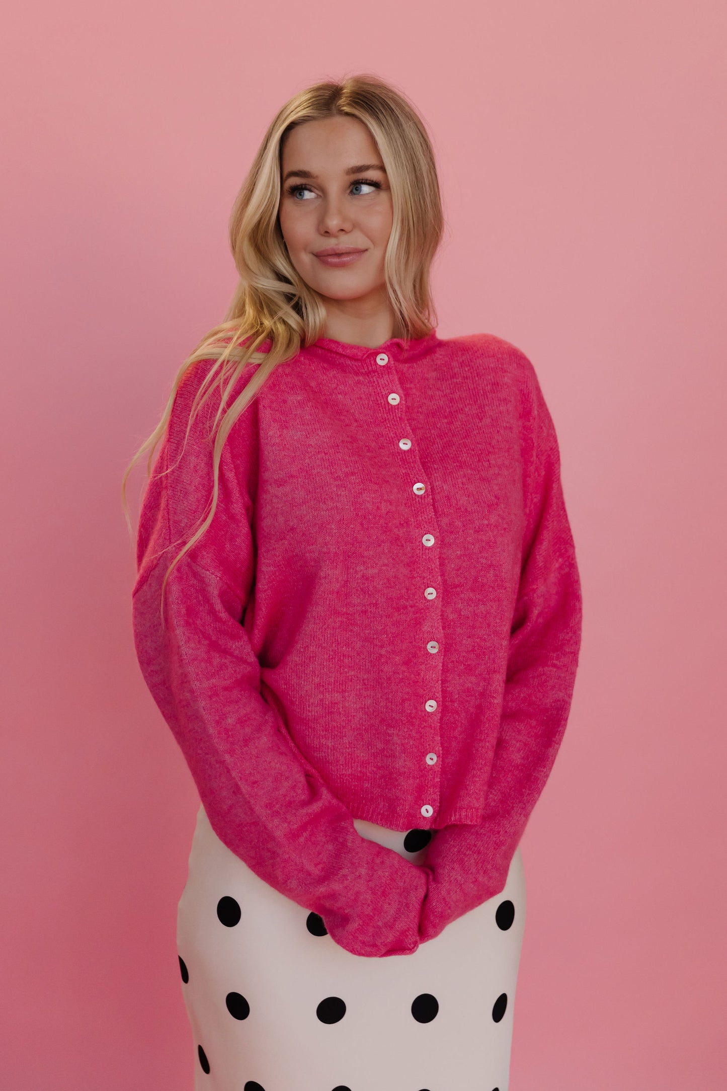 THE CAMPBELL CARDIGAN IN BUBBLEGUM