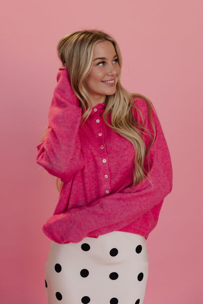 THE CAMPBELL CARDIGAN IN BUBBLEGUM