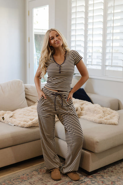 THE LORYN STRIPED PANTS IN CHARCOAL