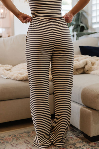 THE LORYN STRIPED PANTS IN CHARCOAL