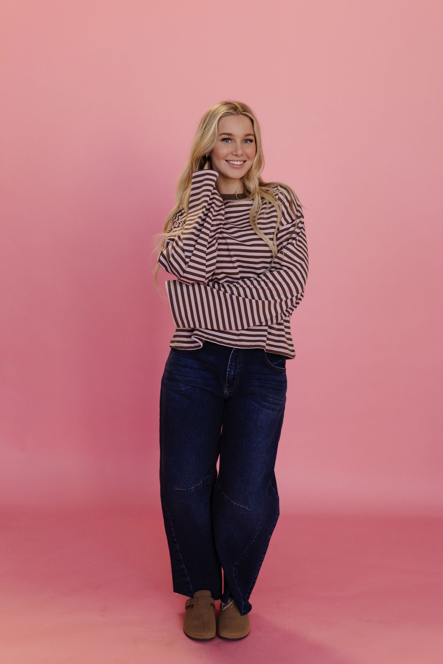 THE NEHEMIA STRIPED TOP IN PINK