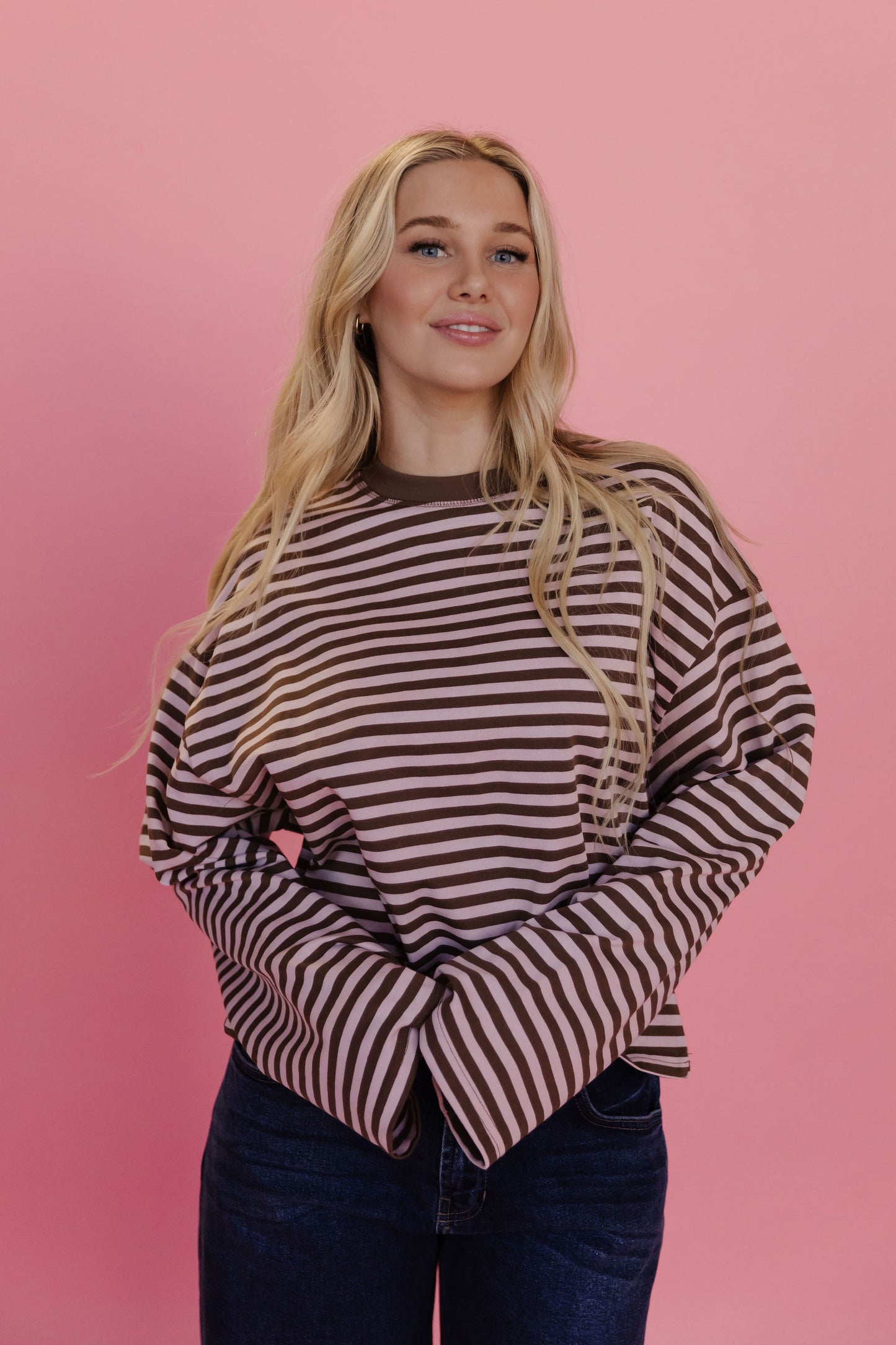 THE NEHEMIA STRIPED TOP IN PINK