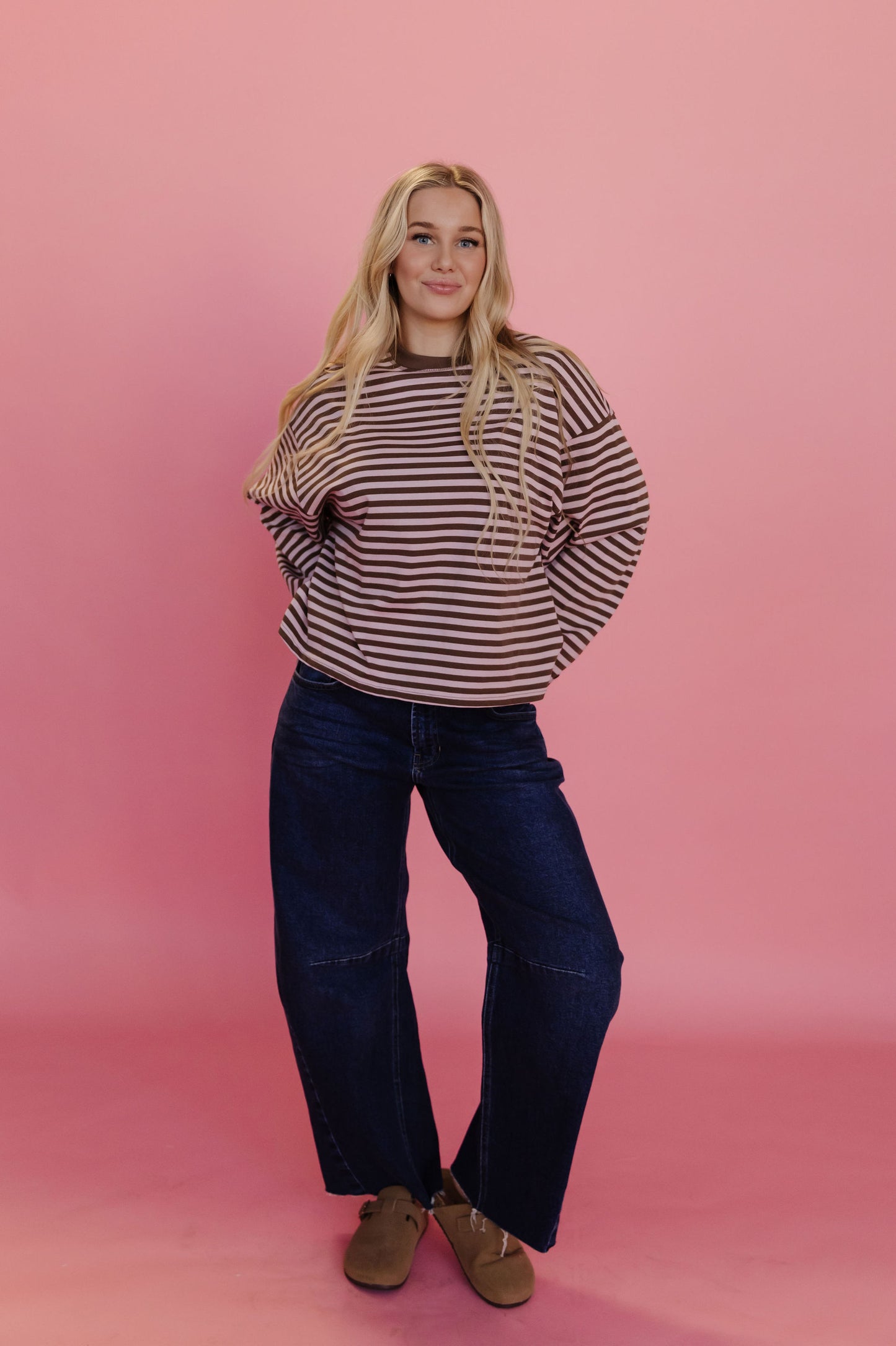 THE NEHEMIA STRIPED TOP IN PINK