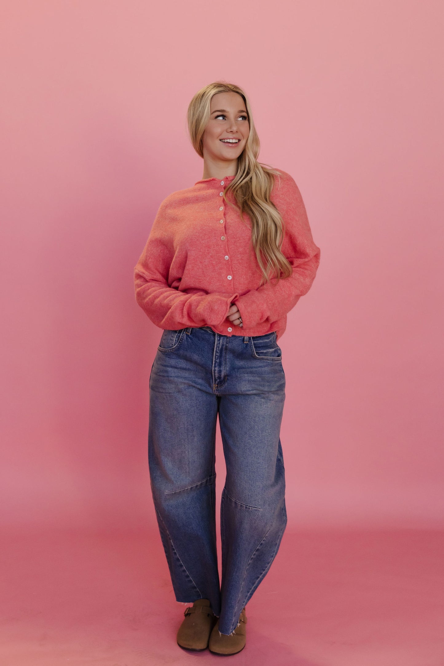 THE CAMPBELL CARDIGAN IN PEACH