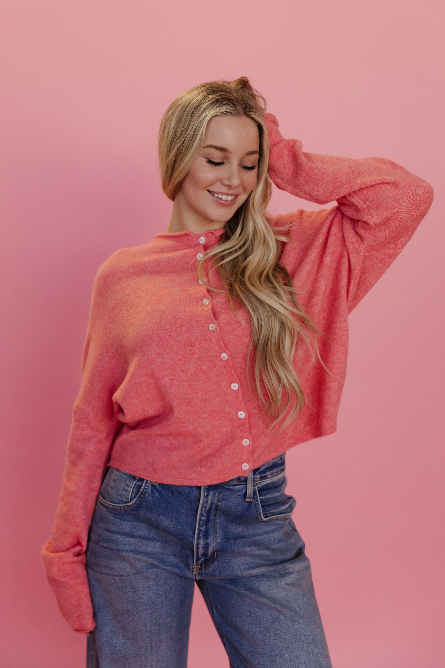 THE CAMPBELL CARDIGAN IN PEACH