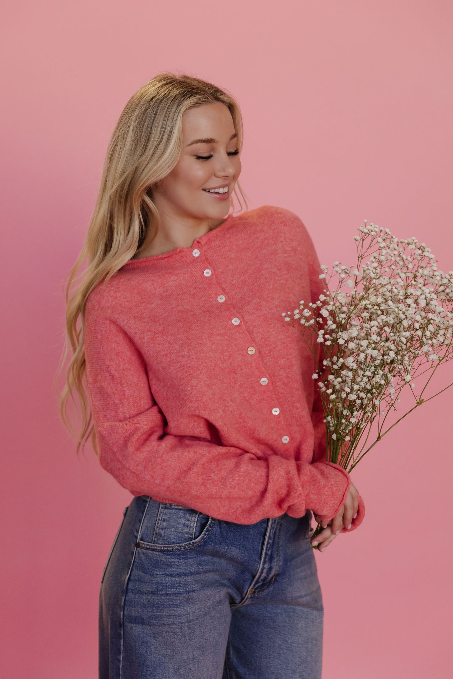 THE CAMPBELL CARDIGAN IN PEACH