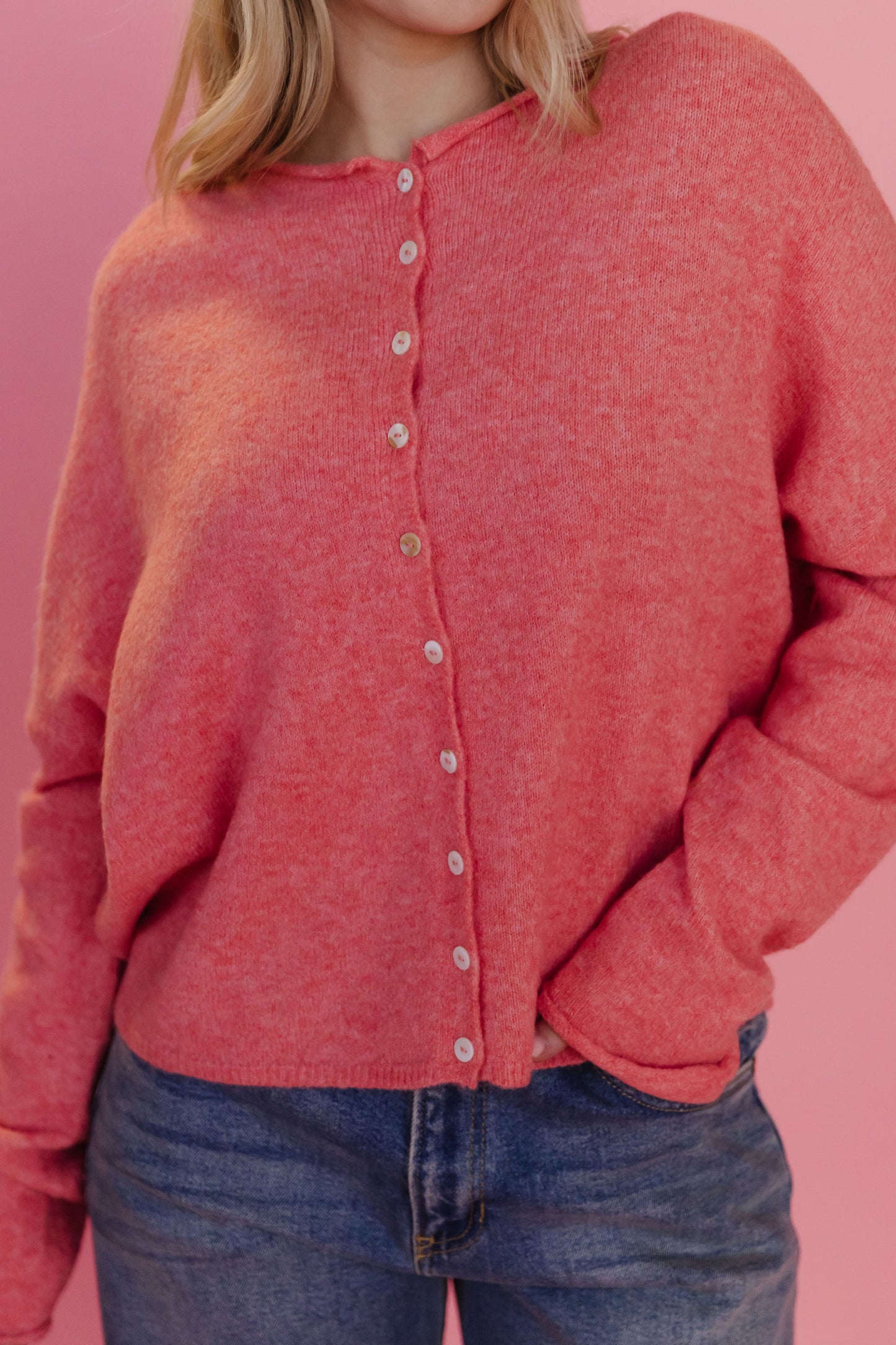 THE CAMPBELL CARDIGAN IN PEACH