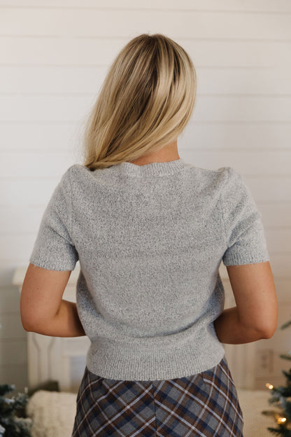 THE KATIE SHORT SLEEVE SWEATER IN GRAY