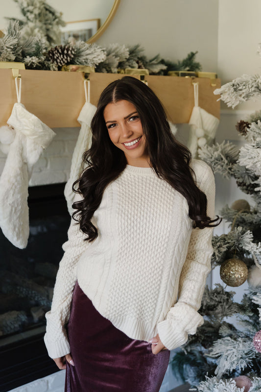 THE LYSANDRA KNIT SWEATER IN CREAM
