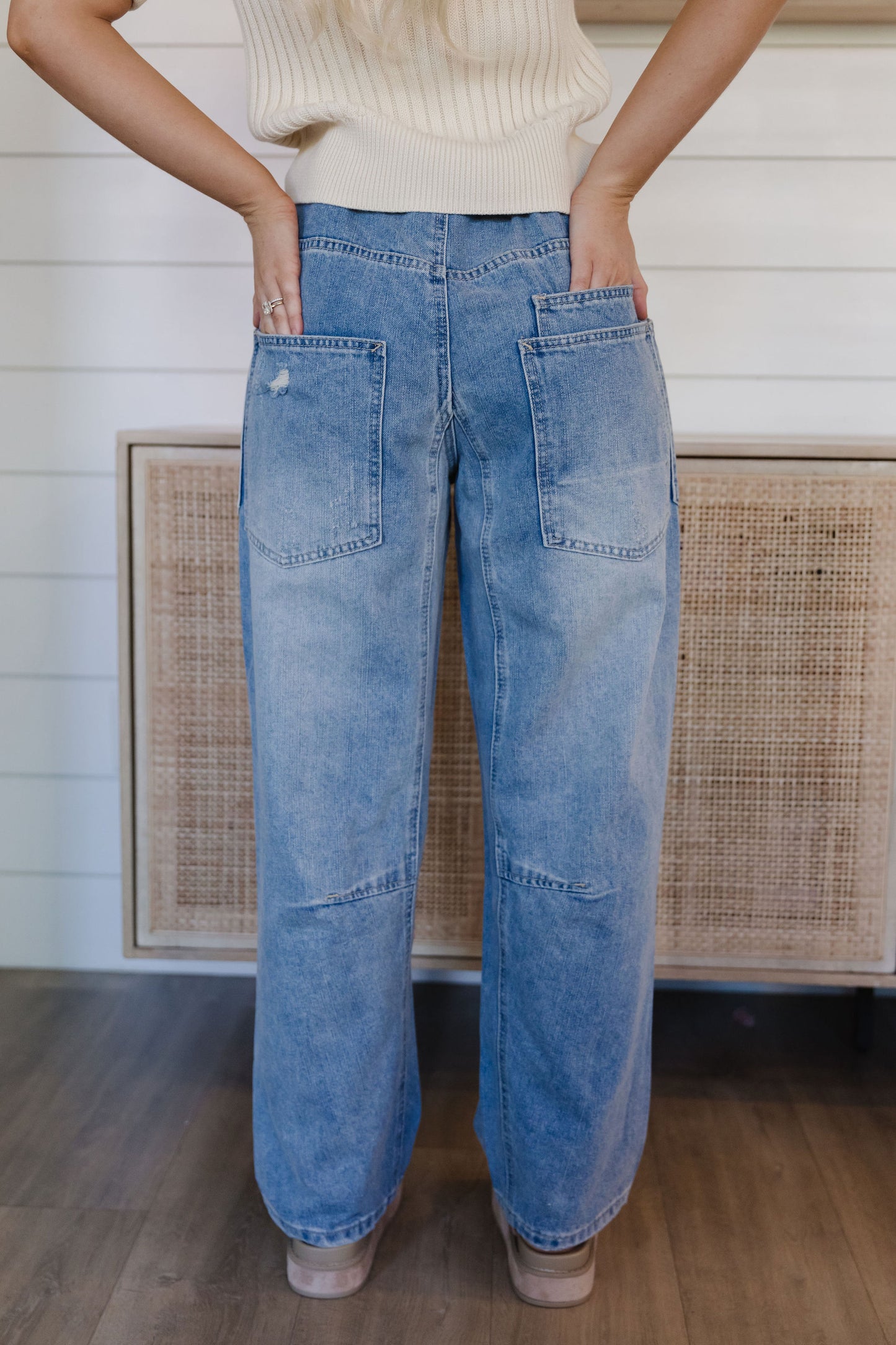 THE ELLIE VINTAGE ROPE TIE JEANS IN DREAM BLUE
