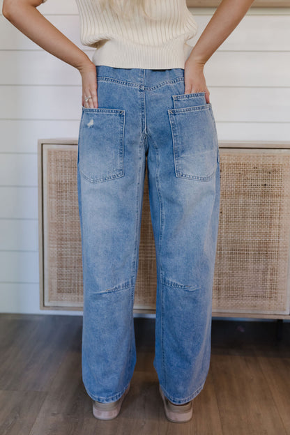 THE ELLIE VINTAGE ROPE TIE JEANS IN DREAM BLUE