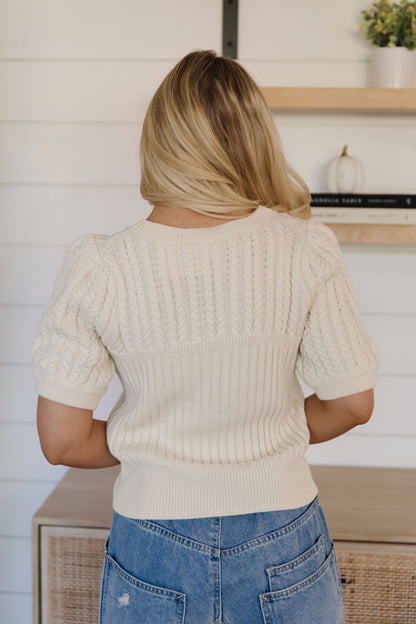 THE KASSIDY PUFF SLEEVE SWEATER IN CREAM