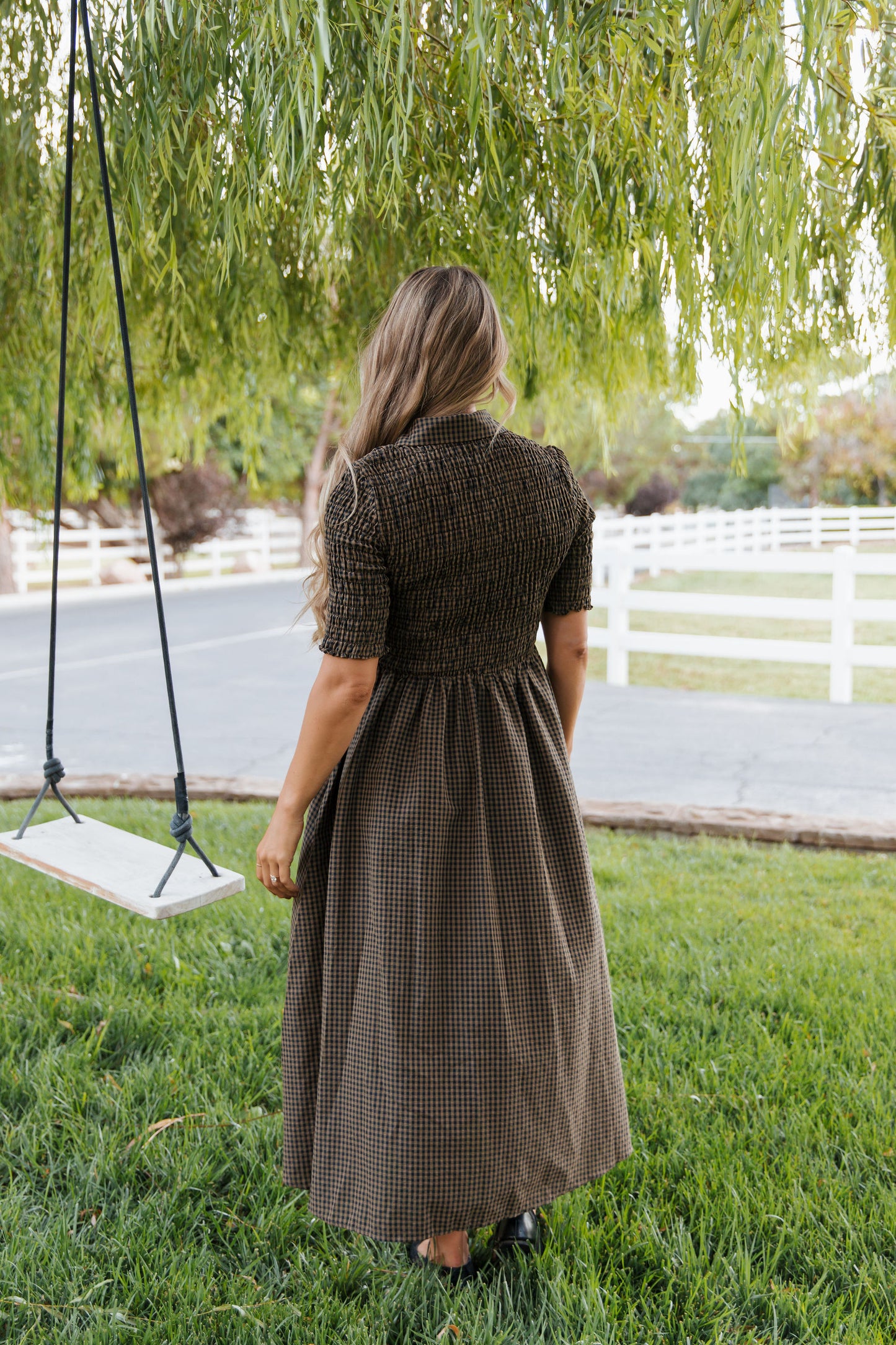 THE MARGARET LEE GINGHAM DRESS IN BROWN