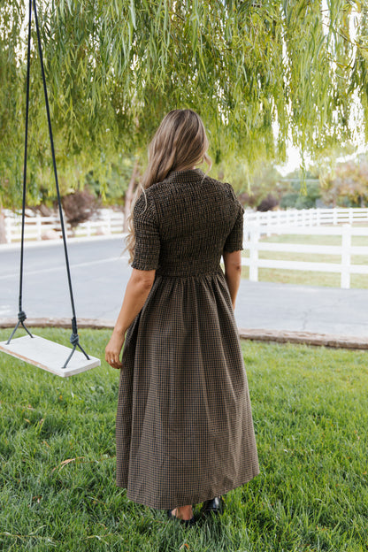 THE MARGARET LEE GINGHAM DRESS IN BROWN
