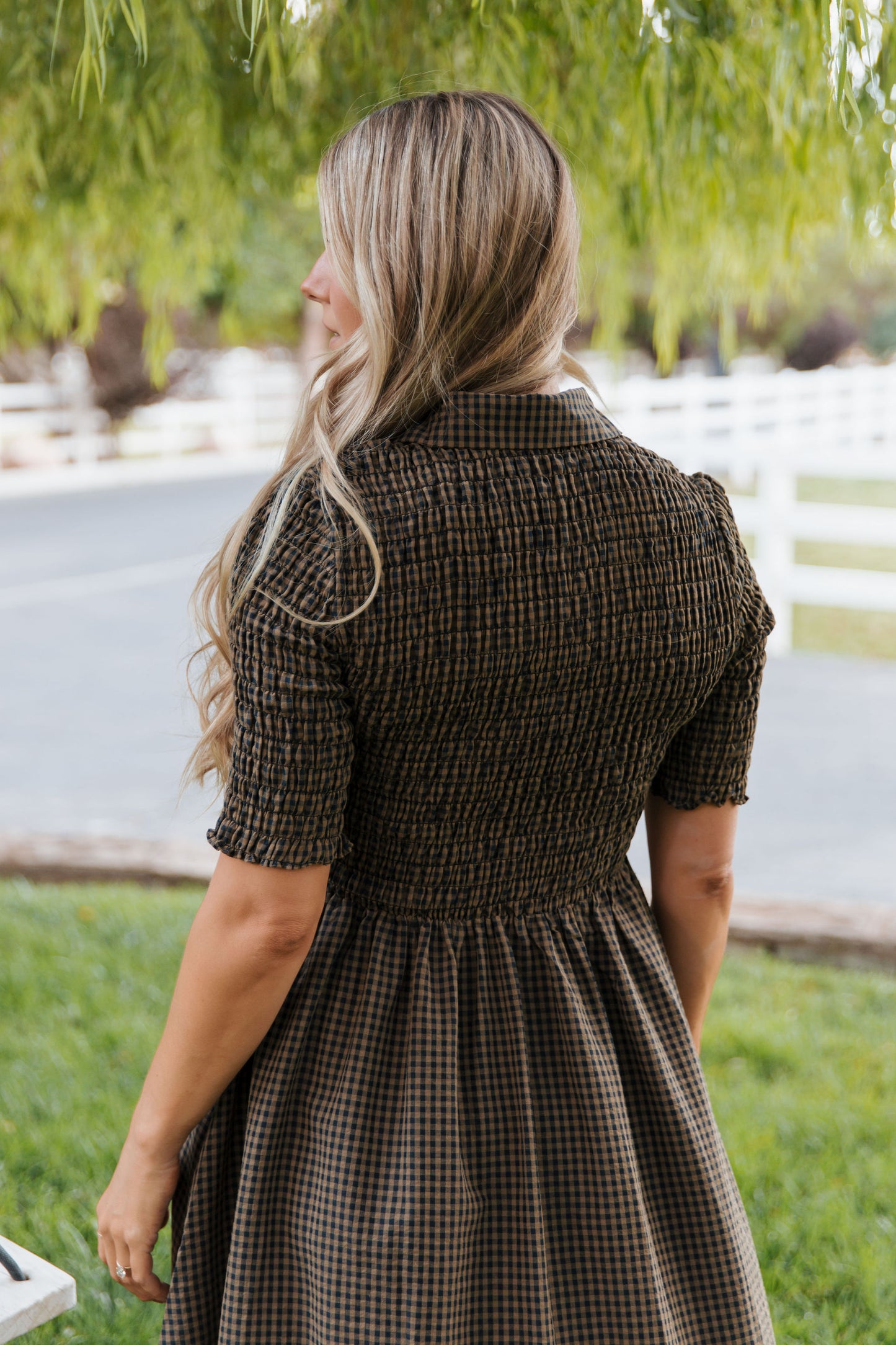 THE MARGARET LEE GINGHAM DRESS IN BROWN