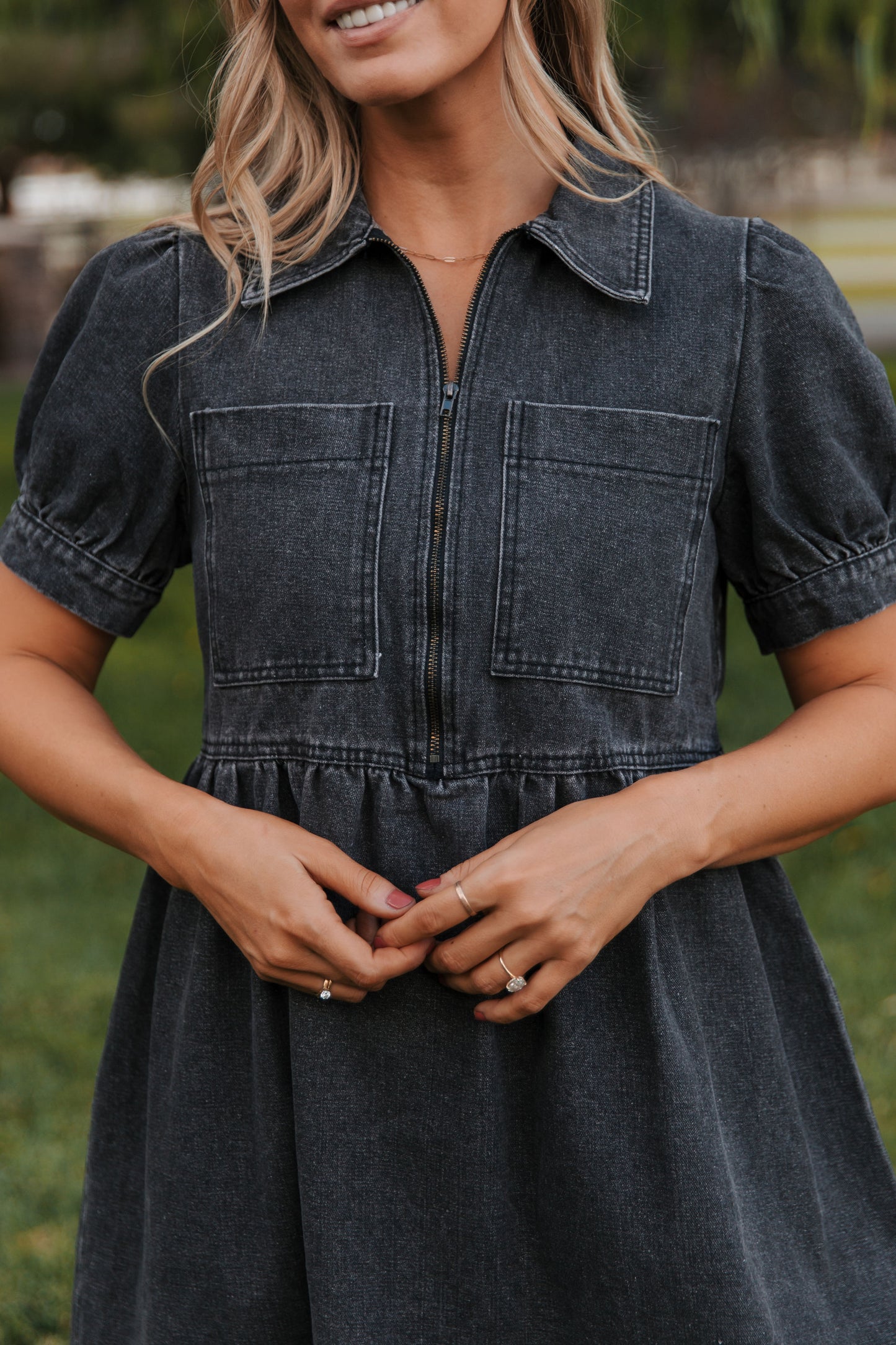 THE DAHRIA DENIM DRESS IN BLACK