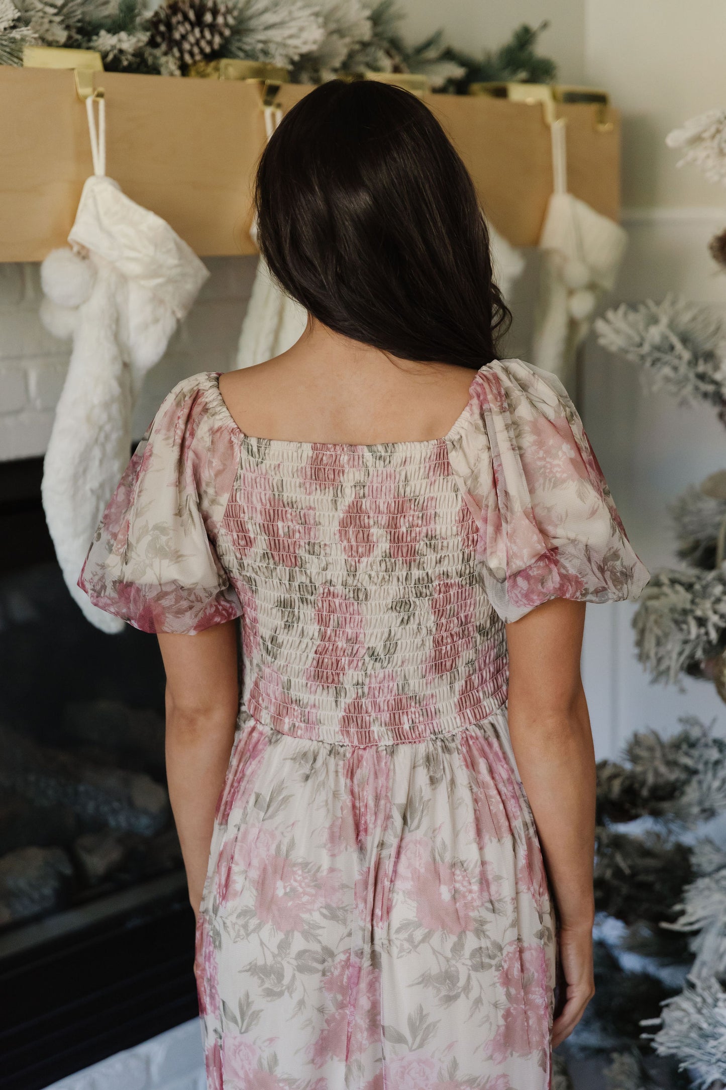 THE CHERIE FLORAL TULLE DRESS IN CREAM