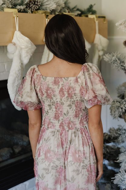 THE CHERIE FLORAL TULLE DRESS IN CREAM