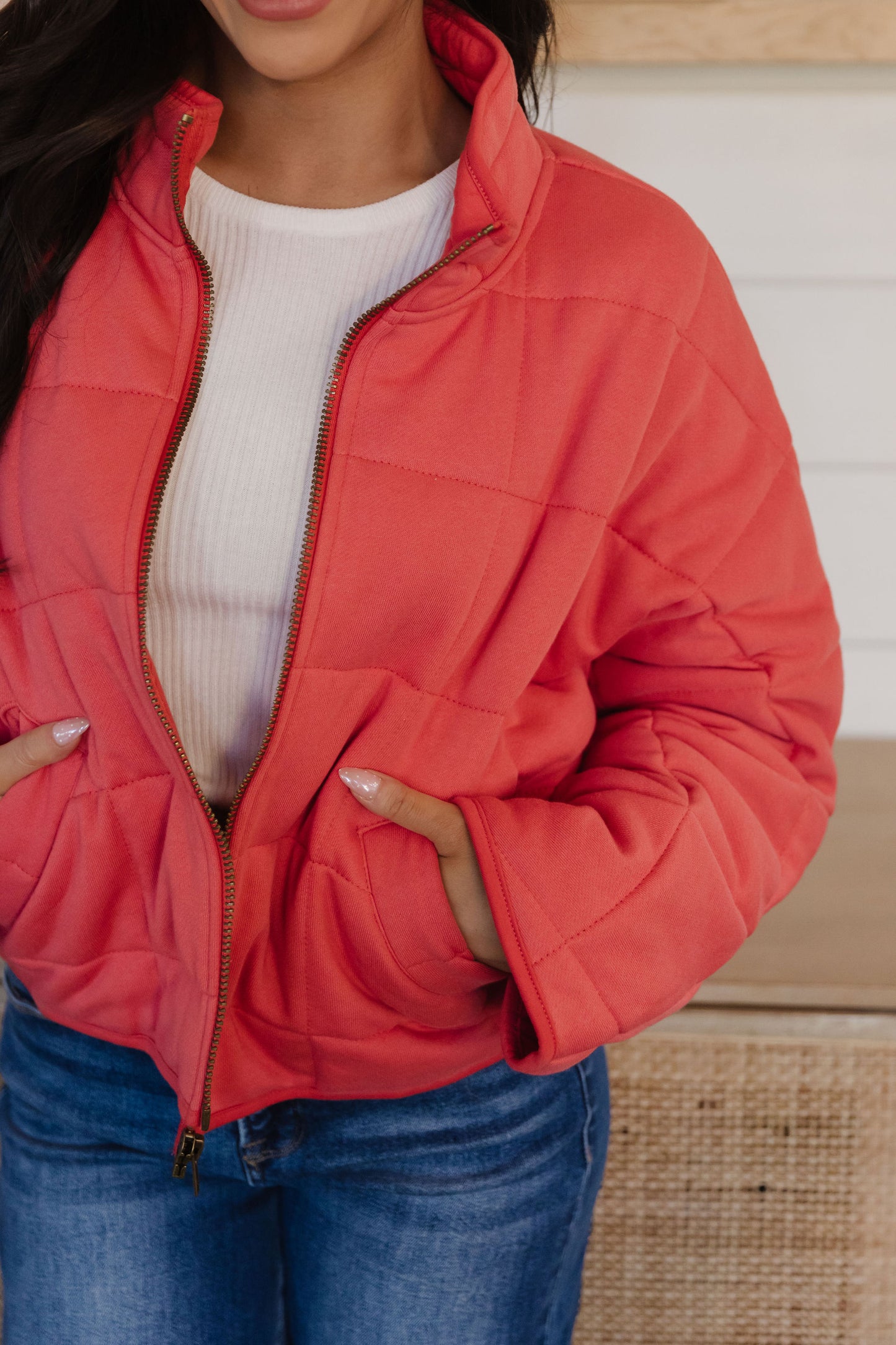THE CLOVER PUFFER JACKET IN CHERRY