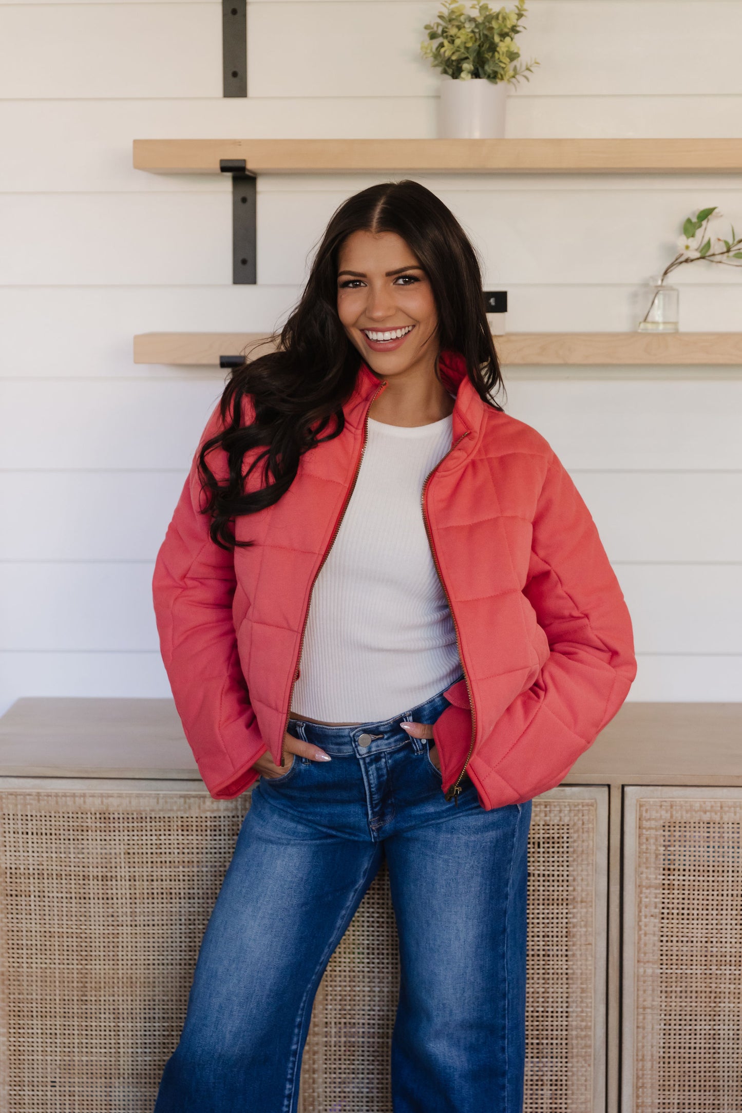 THE CLOVER PUFFER JACKET IN CHERRY